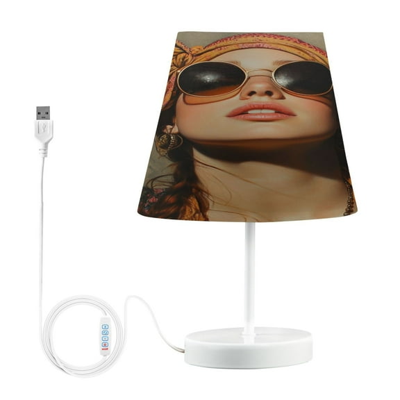 WOBOGO The Hippie Artist Table Lamps Bedroom 3-Speed Dimmable Farm Style with Fabric Shade for Reading and Home Office
