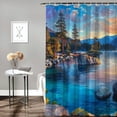 thumbnail image 2 of Orinice Sunset Mountain Range Impressionist Painting Bathroom Decor Set Polyester Fabric Shower Curtain with Hooks 60x72, 2 of 7