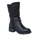 thumbnail image 2 of NECHOLOGY Botas Mujer Adulto Femenino Zapatos Botines mujer Botas a media para mujer Botines de combate Botines de combate con zapatos de bloque bajo con tachuelas (Black, 5.5), 2 of 6