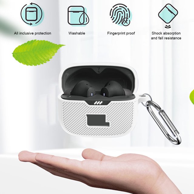 Funda de silicona para Audífonos todo incluido con gancho para JBL Tune 230NC TWS (blanco) Tmvgtek Para estrenar