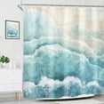 thumbnail image 3 of Beach Ocean Wave Shower Curtain for Bathroom Decor 72Wx72H Teal Blue Coastal Nautical Sea Modern Seaside Minimalist Art Printed Fabric Polyester Waterproof 12 Pack Plastic Hooks, 3 of 6