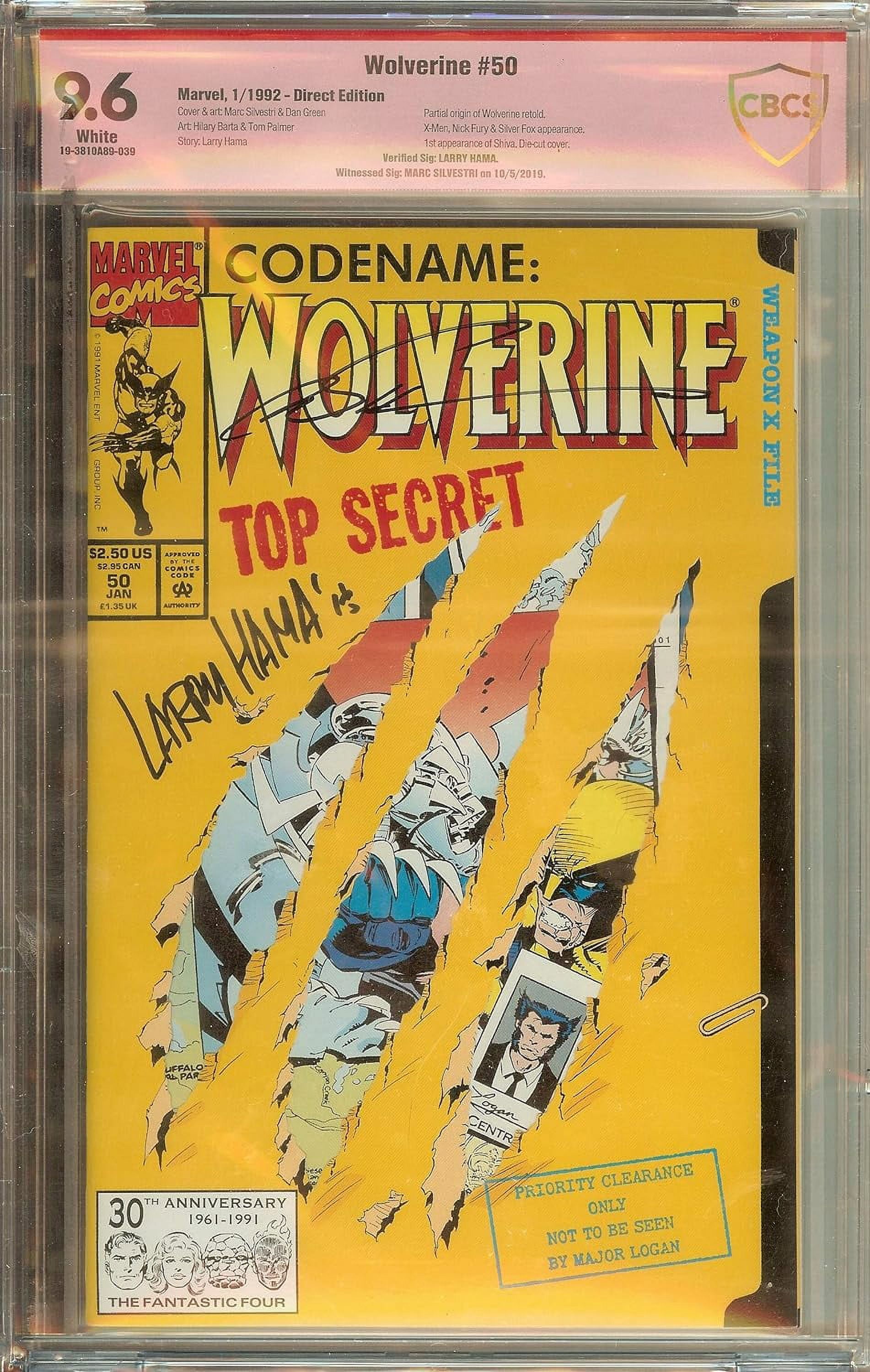 Wolverine #50 CBCS 9.6 Signed Marc Silverstri Larry Hama