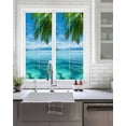 thumbnail image 2 of Window Privacy Film Ocean Stained Glass Window Film Decorative Sun Block Window Cover Blue Sky Palm Tree Beach Scenery Forest Shore Window Clings Static Adhesive Sticker for Bathroom 17.7"x39.3", 2 of 7