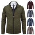 thumbnail image 4 of Cárdigan de lana con cremallera completa de alta calidad para hombre, suéter de gran tamaño, suéter informal navideño, cárdigans, abrigos, prendas de vestir para hombre de EE. UU., Amazon, 4 of 5