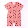 thumbnail image 1 of Qucoqpe Ropa para bebés y niños pequeños, 100 % algodón, manga corta, mono con broches, pijamas, ropa de verano estampada, 1 of 7