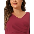 thumbnail image 5 of DARING DIVA Plus Size V Neck Ruffled Short Sleeves Dress 4X Burgundy, 5 of 6