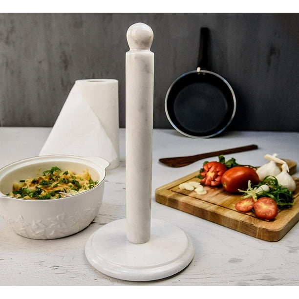 Paper Towel Holder White Handmade Marble Kitchen Towels Rack Paper Roll Holder with Stand