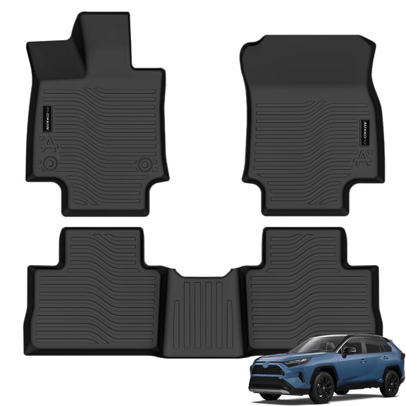 Auxko All Weather Floor Mats Fit for Toyota RAV4 Hybrid 2019-2024 2025 TPE Rubber Liners RAV4 Accessories Set All Season Guard Odorless Anti-Slip Floor Mats