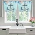 thumbnail image 4 of Coastal Anchor Blue Balloon Curtains for Living Room/French Door, Summer Beach Nautical Coral Starfish Tie Up Curtains 63 Inch Length Energy Saving Kitchen Curtains Shades for Windows 42"x63", 4 of 8