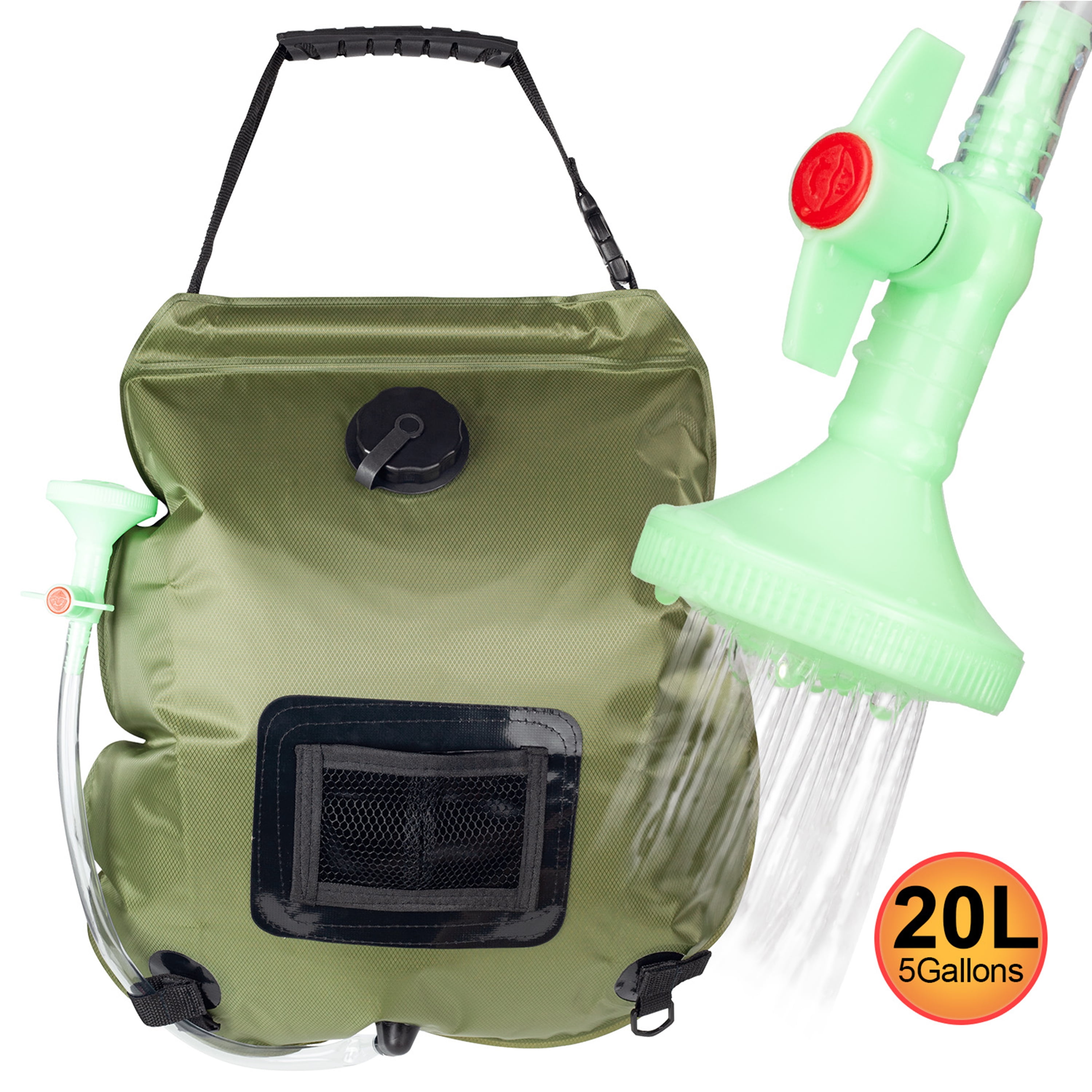 Solar Camping Shower Bag 20L Portable Solar Heated Travel Shower Bag Foldable Lightweight Traveling Hiking Climbing Outdoor Bathing Bag 