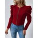 thumbnail image 5 of Chaqueta Corta de Larga para Mujer, con Cremallera, Abrigo, Ropa de Abrigo, Atuendo de Otoño, Chaquetones Rojo 4XL, 5 of 7