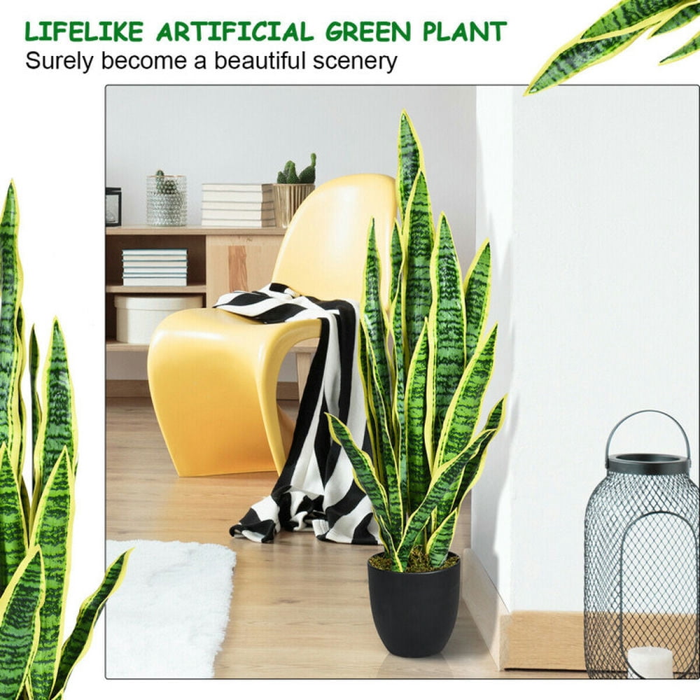 Demifill 35.5 Inch Artificial Snake Plant, Indoor-Outdoor High-End Simulated Plants, Decoration Fake Artificial Snake Plant for Indoor and Outdoor, Green