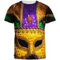 thumbnail image 1 of Mardi Gras Large Mask All Over Adult T-Shirt, 1 of 1