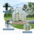 thumbnail image 6 of EastVita 6x4ft Aluminum Greenhouse Polycarbonate Panels Roof Vent Walk In Design Easy Assembly for Winter Garden Backyard Green, 6 of 9