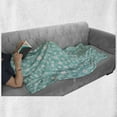 thumbnail image 6 of Daisy Soft Flannel Fleece Throw Blanket, Cartoon Style Spring Chamomiles and Petals on Blue Colored Square Grid Background, Cozy Plush for Indoor and Outdoor Use, 70" x 90", Multicolor, by Ambesonne, 6 of 6