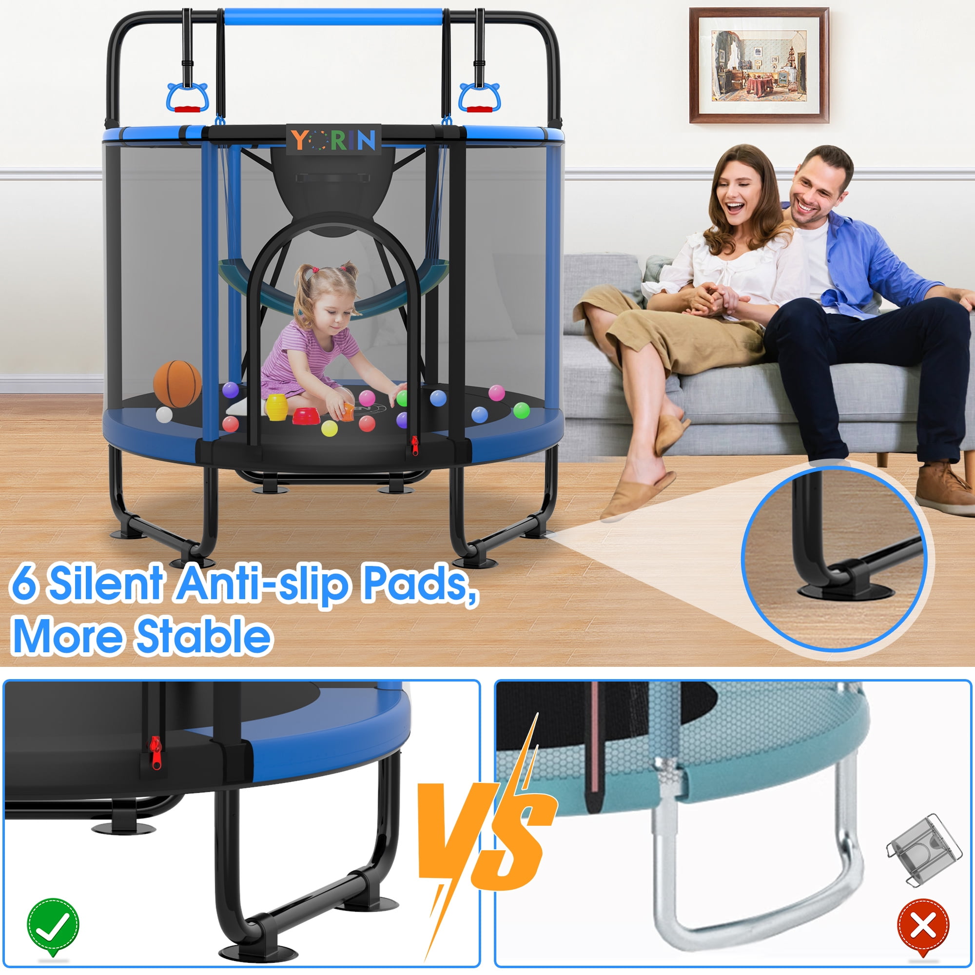 YORIN Trampoline for Kids, 55'' Toddler Mini Trampoline with