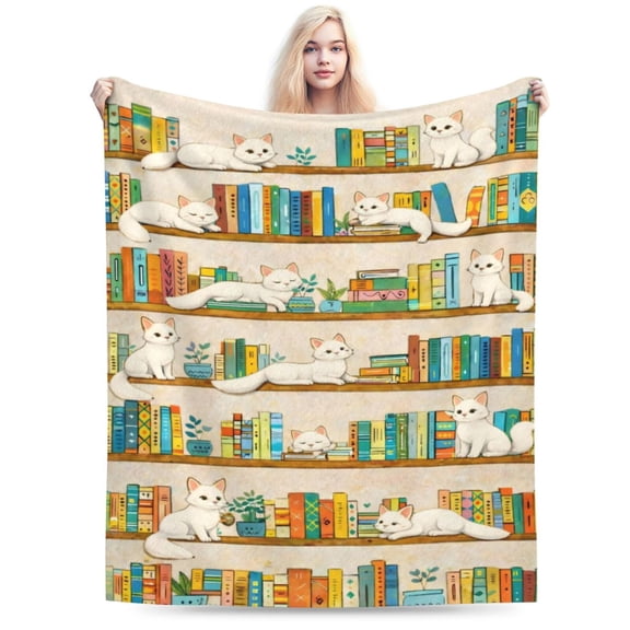 Cat Pattern Throw Blanket, Soft Cozy Decorative Blanket for Sofa Couch Bed, Whimsical Home Decor 50x40