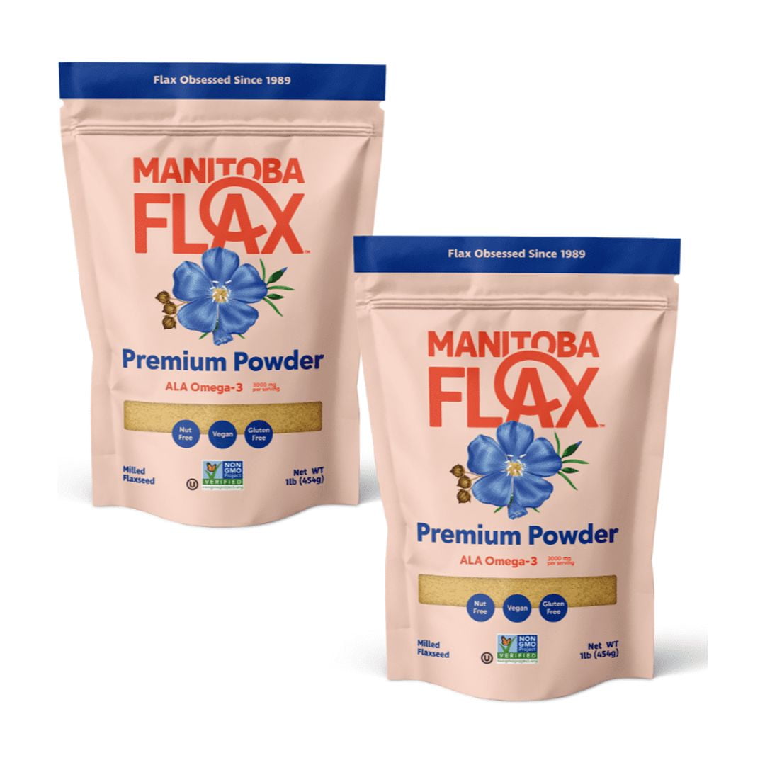 Premium Flaxseed Powder (NEW LOOK!) | Manitoba Flax by Manitoba Milling Co.| 1 lb. bag (2 pack) | 3000 mg Omega-3, Fiber, Plant Protein | Vegan, Non-GMO, Gluten Free