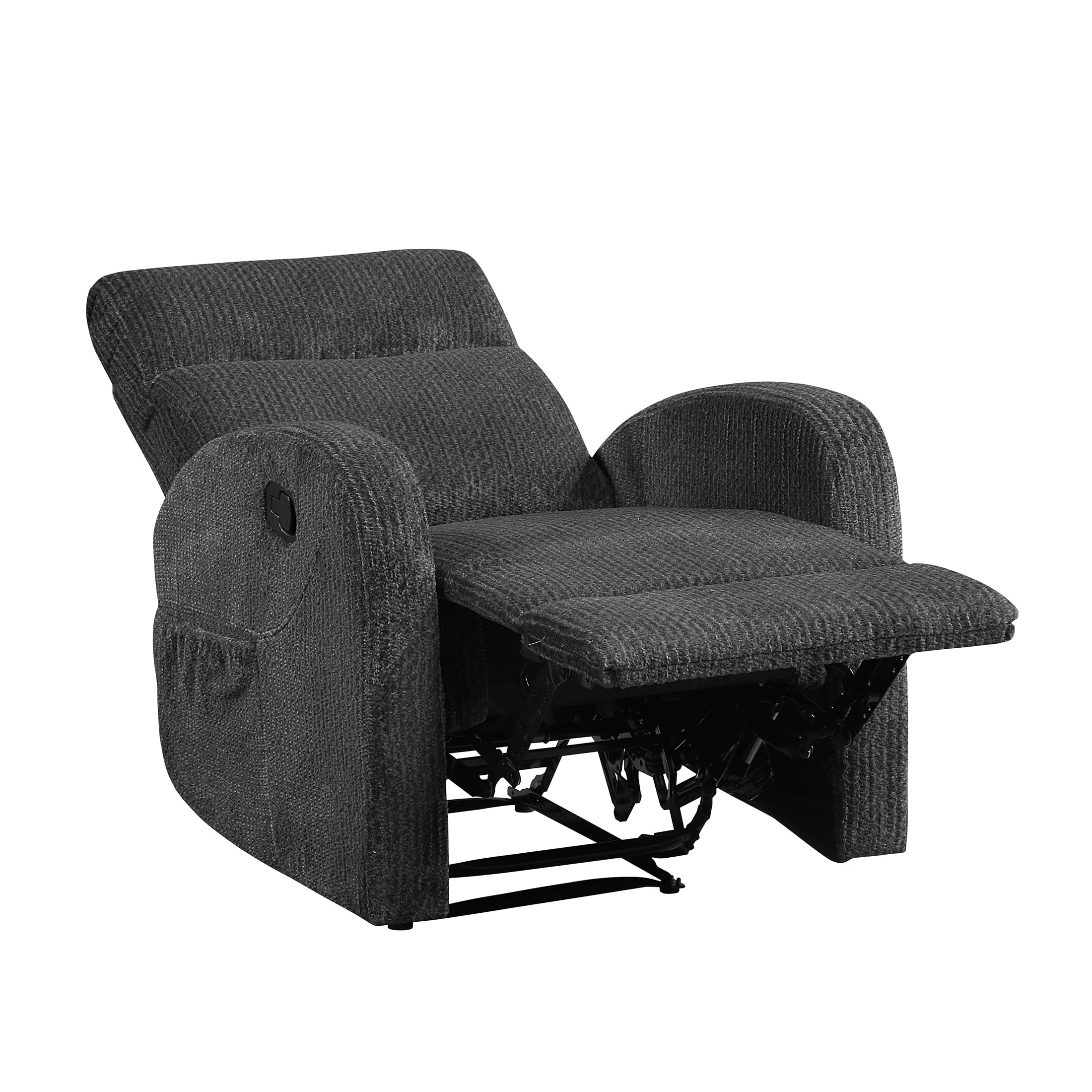 OakvillePark Brava Microfiber Manual Reclining Chair with Armrest Side Pocket, Dark Gray