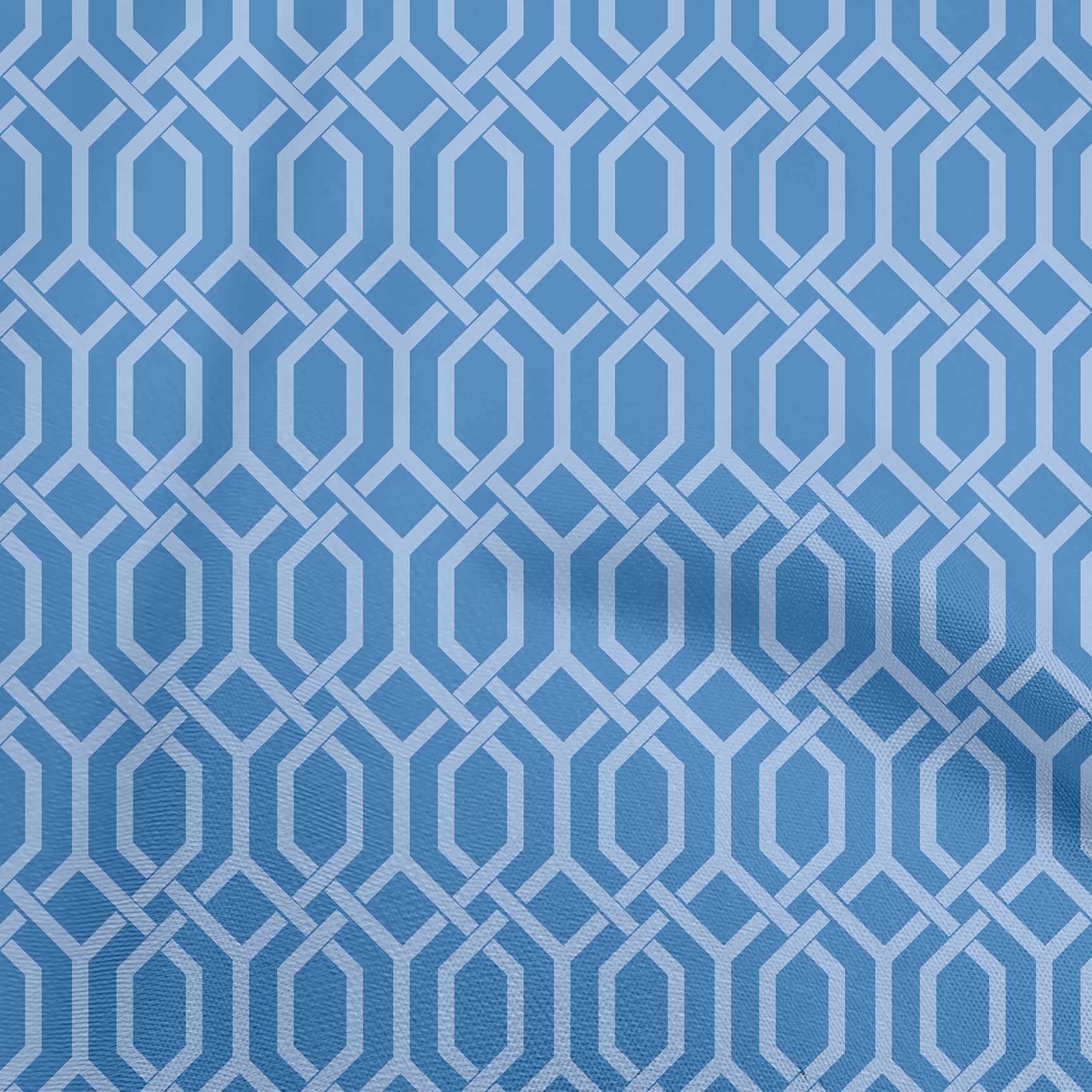 oneOone Viscose Chiffon Medium Blue Fabric Geometrical Sewing Craft ...