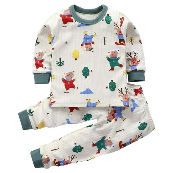 NIEWTR Toddler Baby Boy Winter Clothes Long Sleeve Color Block T-Shirt with Elastic Waist Set Fall Winter Outfit 2PC Long Sleeve Pajamas Set For 1t 2t 3t 4t ，6-12 Months