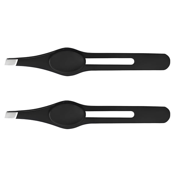FACEGA Eyebrow Tweezers for Women with Gel Grip, Stainless Steel Slanted Tip for Facial Hair Removal, Precision Beauty Tool for Fine Hairs and Shaping, Black