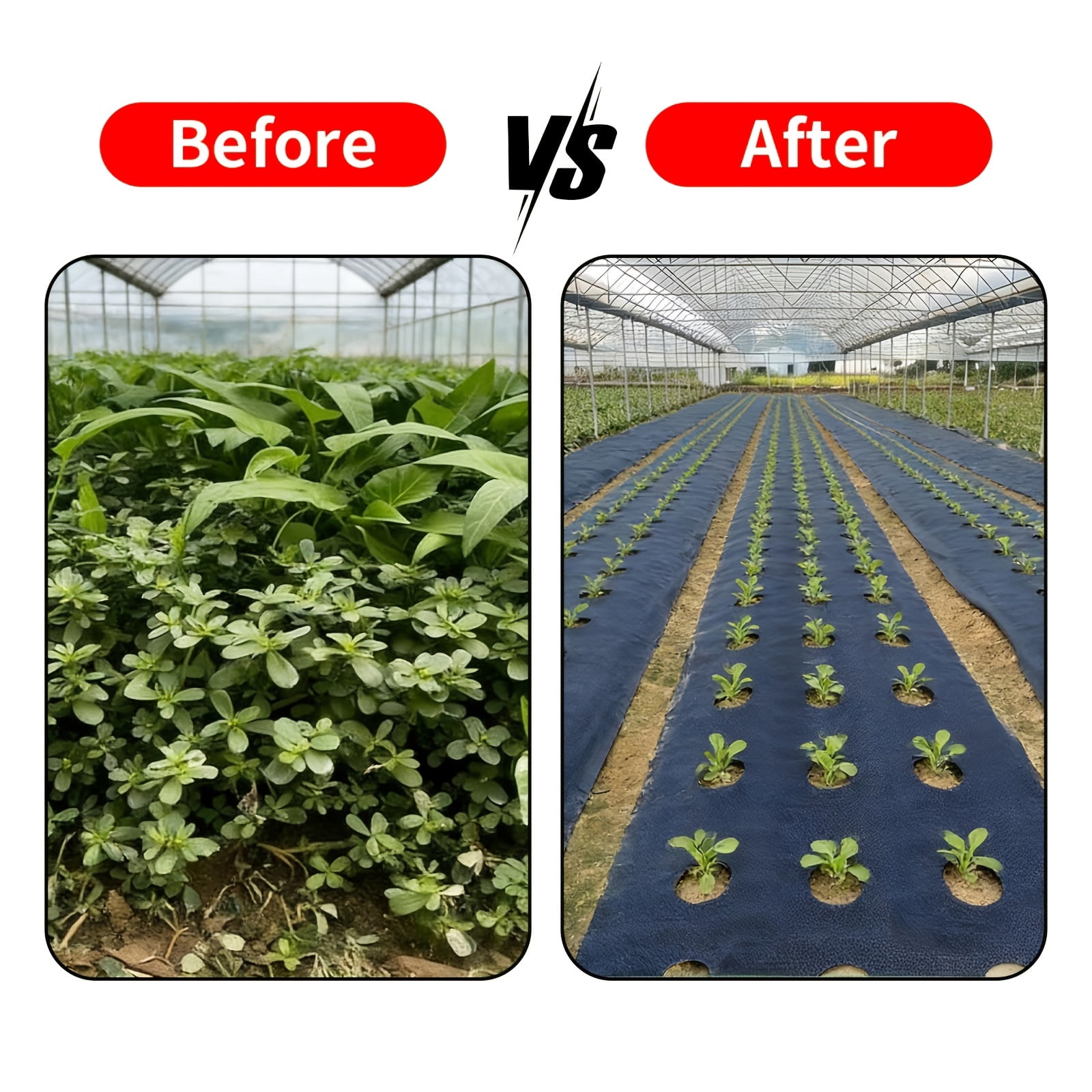 Landscape Fabric, Black Double-Layer Weed Barrier Fabric, Pre-Perforated Design, Multiple Sizes Available, Breathable & Anti-Waterlogging, Weed Control And Moisture Retention