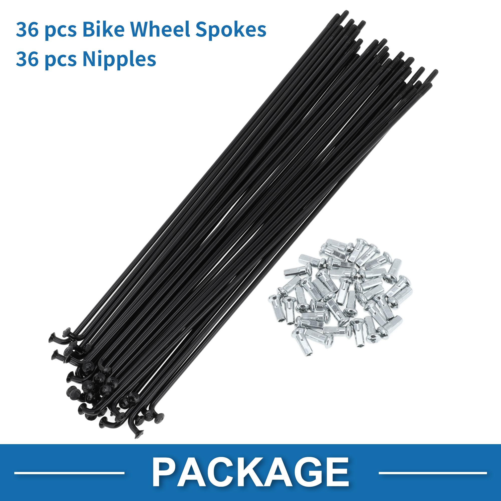 Unique Bargains 36Pcs Bicycle Spokes 12G Bike Wheel Spokes Carbon Steel Black 8.27"