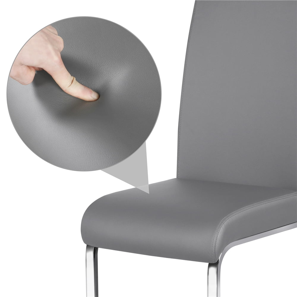 Alden Design 2pcs PU Leather Dining Chair Highback for Home, Light Gray