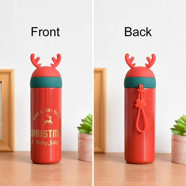 BIGTREE Holiday Christmas Red Insulated Stainless Steel Water Bottle Hot Cold Thermos for Adult