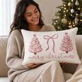 thumbnail image 3 of Christmas Printed Throw Pillow Pink Plump Festive Decorative Cushion For Sofa Couch Bed Holiday Decor, 3 of 7