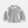 thumbnail image 2 of CAICJ98 Kids Boys Baseball Jacket Toddler Varsity Fleece Letterman Coat Vintage Bomber Casual Button Outerwear with Pockets Boys Baseball Jacket (Grey,4-5 Years), 2 of 5