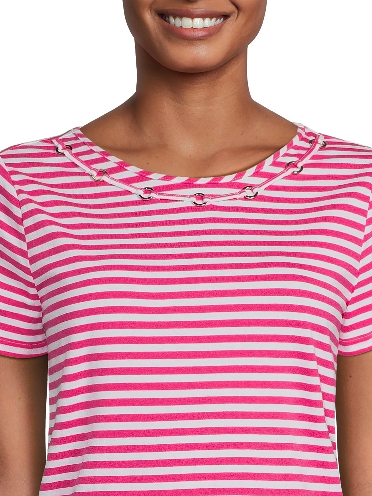 RealSize Women's Embellished Crewneck Tee with Short Sleeves, Sizes XS-3XL