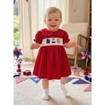 thumbnail image 5 of BemeyourBBs Toddler Baby Girls 4th of July Dress Smocked Outfit Patriot Independent Day Clothes American Flag Letter Embroidery Doll Collar Short Sleeve A-Line Dress Toddler Baby Girl Summer Dress, 5 of 9