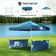 thumbnail image 6 of Patio Gazebos, 10x 10 ft party tent Pop Up Canopy Tent with 2 Half Sidewalls with Wheeled Carry Bag, Blue, Blue Backyard Gazebos,Metal,Oxfabric Large Gazebos, 6 of 7