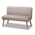 thumbnail image 3 of Baxton Studio Fabric Upholstered and Brown Finished Wood 2-Piece Sofa Bench, 3 of 7