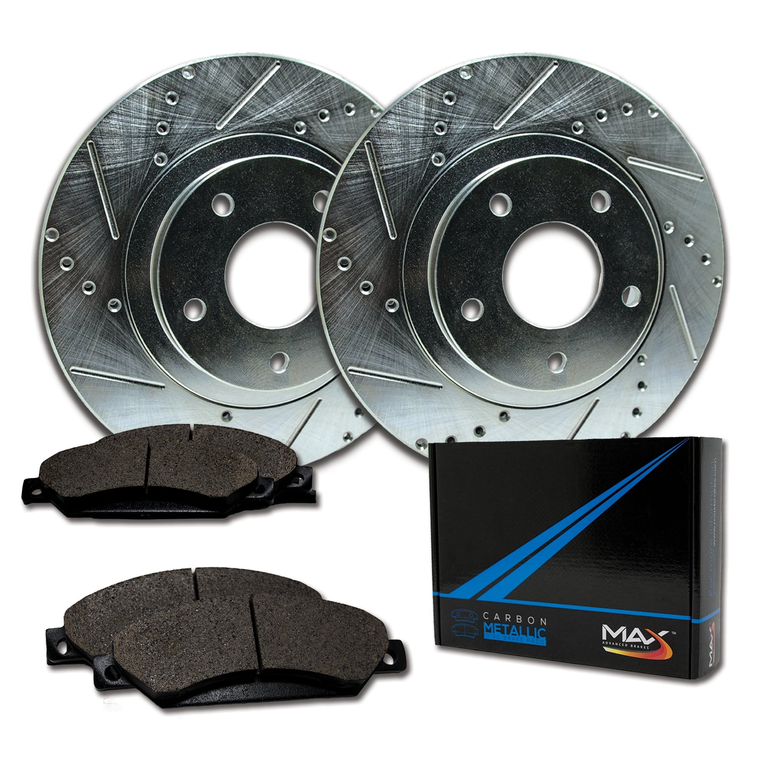 Max Brakes Rear E-Coated Slotted Drilled Rotors Elite Brake Rotors SY092182 2007 07 2008 08 2009 09 2010 10 2011 11 Volvo C30 Fits
