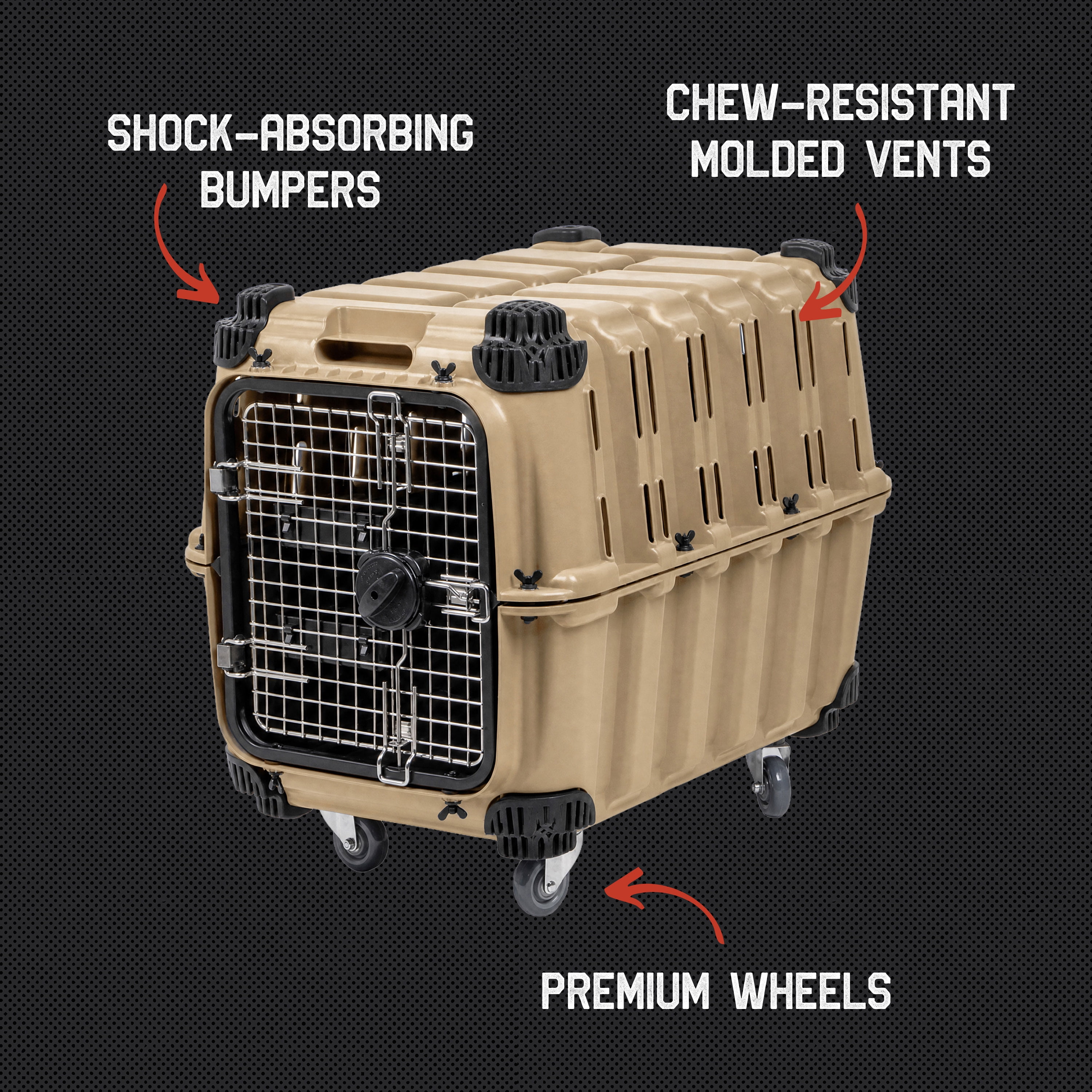 Mammoth Guardian Strong and Durable 32-inch Plastic Dog Kennel, Tan