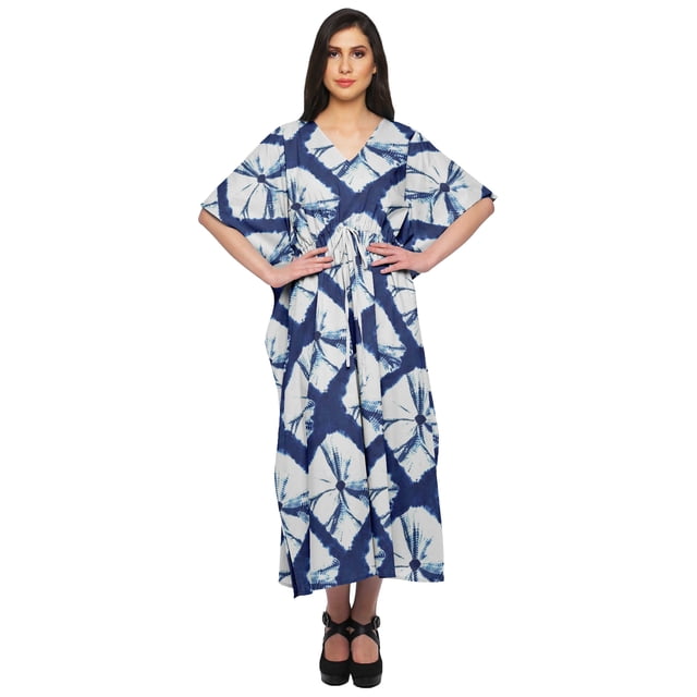 Moomaya Kaftan Long de Plage pour Femmes, Tenue de Plage, Robe de Plage, Couvre-Maillot Bikini, Kaftan Grande Taille - XS-M