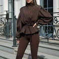 thumbnail image 6 of Women'S Fall Fashion Long Sleeve Belted Jacket Cropped Jackets Windbreaker Coat Street Lounge Wear Brown XXL, 6 of 8