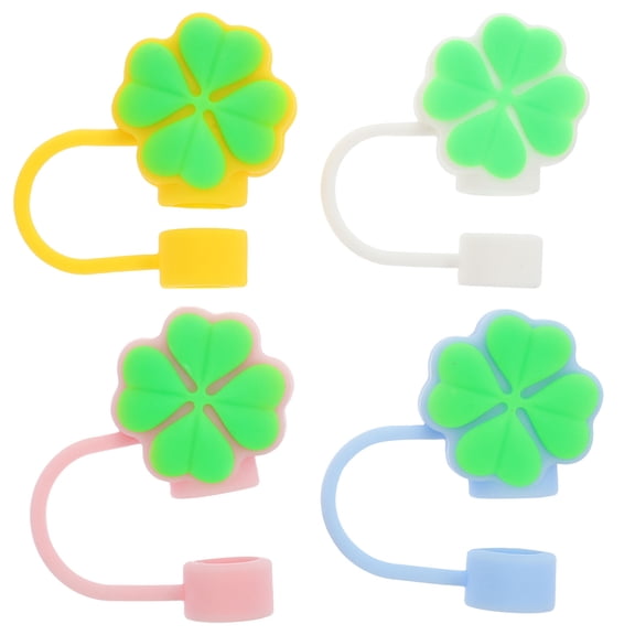ibasenice 4-Pack Silicone Straw Caps with Spill Prevention Tips, Reusable Beverage Straw Plugs for Everyday Use