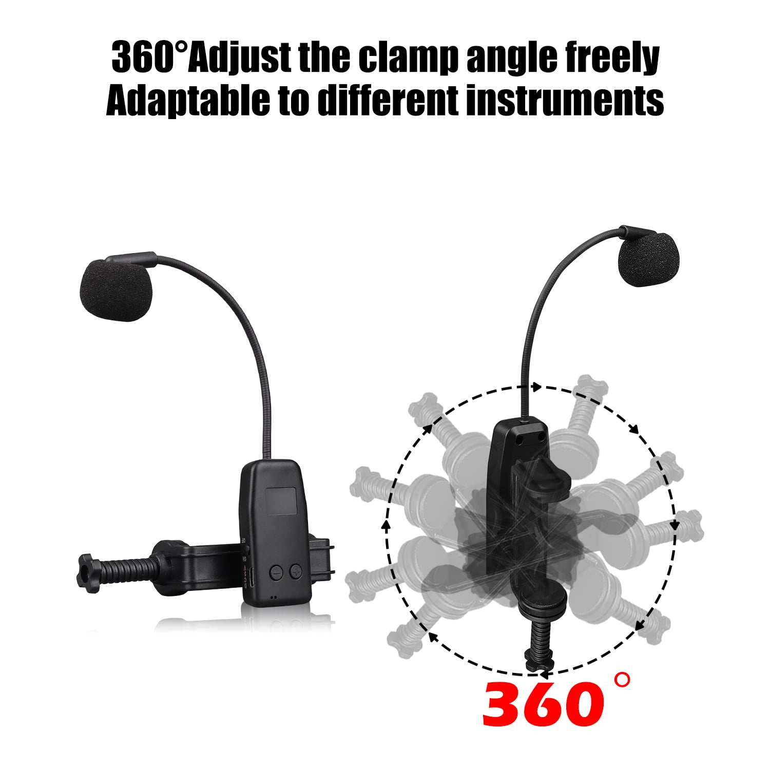 2.4G Wireless Cello Guitar Microphone System Clip On Instrument Receiver Transmitter 50 Meters Interview Meeting Lecture