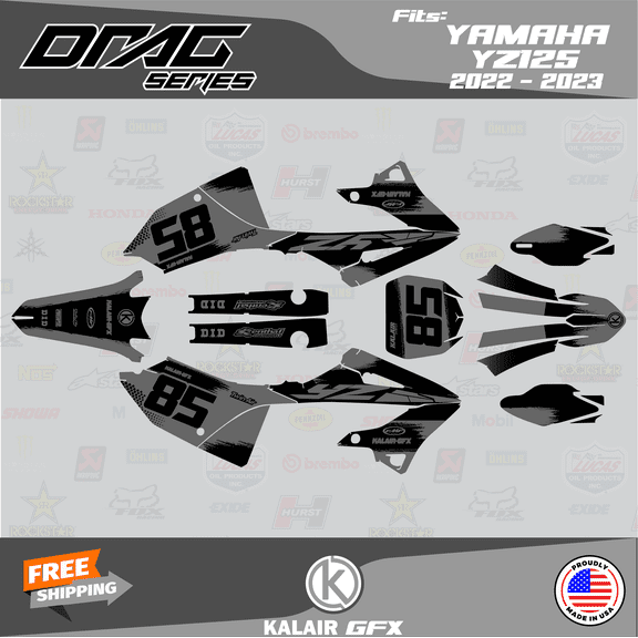 Kalair GFX Graphics Kit for Yamaha YZ125 (2022-2023) Drag Series