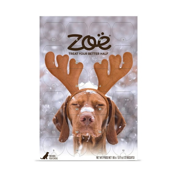 Zoe Dog Holiday Calendar with Festive Maple Bacon Treats