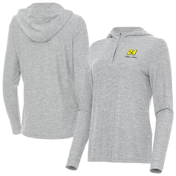 Women's-Antigua Heather Gray Jeff Gordon Daybreak Quarter-Zip Pullover Hoodie