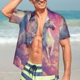 thumbnail image 5 of Lsque Colorful Cloud White Horse pattern Hawaiian Shirt for Men, Unisex Summer Beach Casual Short Sleeve Button Down Shirts-3X-Large, 5 of 9