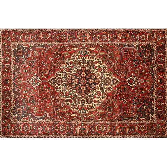Ahgly Company Machine Washable Indoor Rectangle Traditional Tomato Red Area Rugs, 8' x 10'