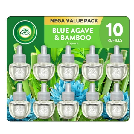 Air Wick Plug-In Scented Oil Air Freshener Warmer Refills Blue Agave and Bamboo, 10 Count
