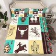 thumbnail image 2 of Homewish Bohemian Aztec Abstract Bed Sheets, Western Cowgirl Cowboy King Sheets, Rustic Cactus Sheet Set, Ultra Soft Bedroom Decor, 4 Pieces, 2 of 7