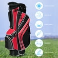 thumbnail image 6 of Gymax Golf Stand Bag 6 Way Divider Golf Carry Bag w/ Straps & 7 Storage Pockets Red, 6 of 10